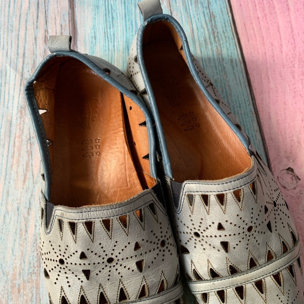 Baby blue spring step fusaro Perforated leather Slip-On Loafers - Picture 9 of 12